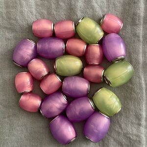 22 gorgeous pastel large hole beads. Plastic and metal